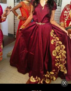 Burgundy Embellished Gown