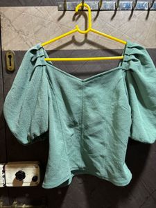 Green Puff Sleeve Top