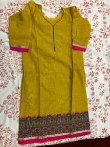 Vibrant Yellow Kurta with Embroidered Details