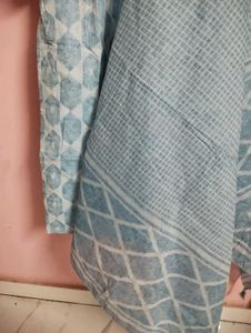Blue Printed Kurta Set with Dupatta