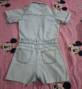 Light Wash Denim Short Jumpsuit