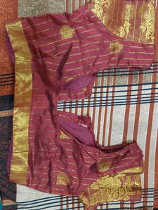 Elegant Maroon Saree with Golden Border