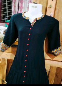 Stylish Black Kurta with Colorful Border