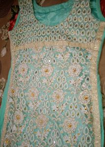 Beautiful Mint Green Embroidered kurti