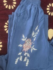 Embroidered Blue Co-Ord Set