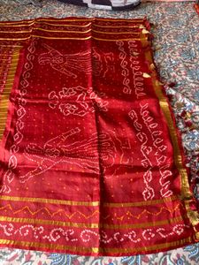 Pure silk bandhej gharchola saree