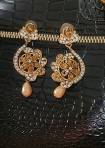 Designer Gold Tone Earrings with Pearls