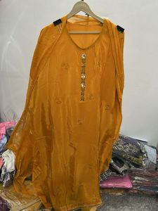Yellow Embroidered Kurta Set with Dupatta