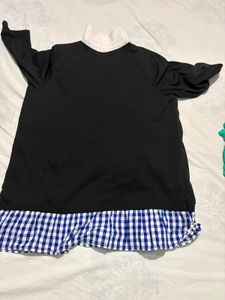 Black Layered Top with Gingham Detail