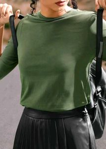 Solid Olive Green Long Sleeve Top