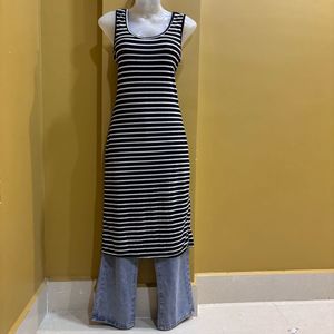 Striped Sleeveless Midi Dress