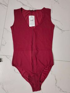 Maroon Zipper Bodysuit
