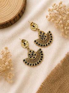 Elegant Black Fan-Shaped Earrings