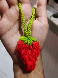 Handmade Crocheted Strawberry bag charm