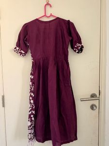chikankari stitch kurta purple