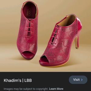 Khadims Red Peep-Toe Heel Booties