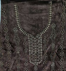 Unstitched Velvet Suit Siroski Work