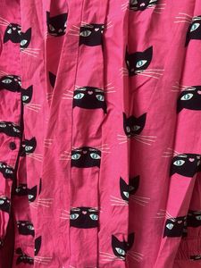 Pink Cat Print Pajama Set