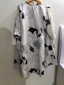Stylish Off-White Kurta with Black Fruit Print