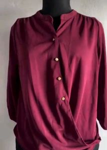 Elegant Maroon Button-Up Blouse