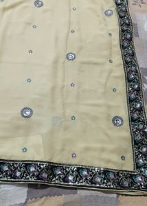 Elegant Cream Sequined Saree with Blouse