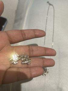 Silver Airplane Necklace &amp; Earrings Set