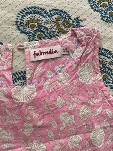 Fabindia Crop Top - Light Pink Floral sleeveless