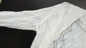 White Cropped Knit Cardigan