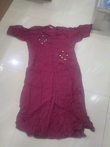 Maroon Embroidered Kurta