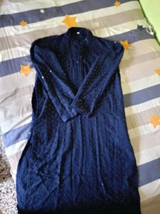 Elegant Navy Blue Embellished Kurta
