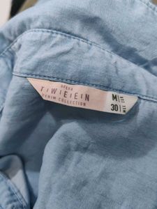 Tween Denim Tiered Midi Dress