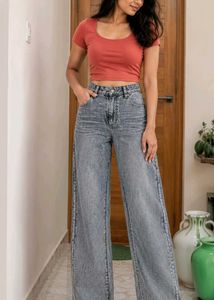 Wide Leg Acid Wash Jeans