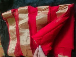 4 Red &amp; Pink Colour Unstitched Blouse Piece