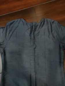 Elegant Grey Kurta with Golden Embroidery