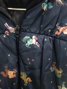 Kids Navy Unicorn Puffer Jacket