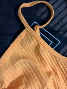 Orange Textured Cami Crop Top