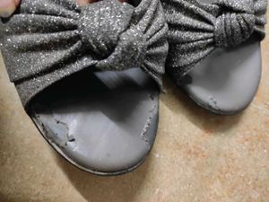 Stylish Grey Glitter Sandals