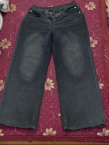 Charcoal Wash Baggy Denim Jeans