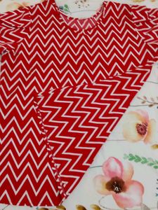 Red Chevron Print Top
