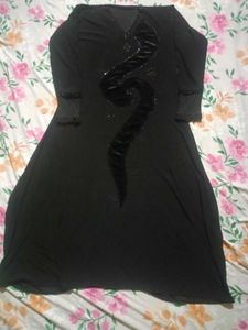 Elegant Black Abaya Dress with stole