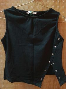 Black Studded Asymmetrical Top