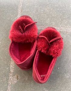 Cozy Red Faux Fur Slippers