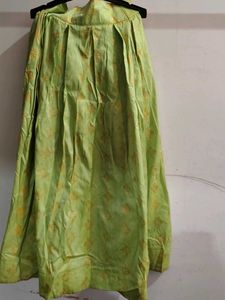 Green Banarsi Silk  Box Pleat Ethnic Skirt