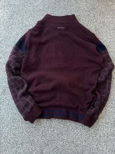 Burgundy Knit Zip-Up Jacket