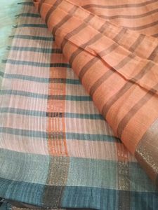 Orange Striped Saree with small mistake