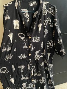 Black Printed Kurta can also be used as dress