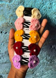 Cute Crochet heart shap Hair Clips Set❤️🫶🏻