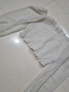 White Off-Shoulder Smocked Crop Top