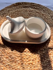 oval tray with ribbed jar