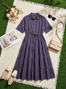 Brown Tiered Midi Dress
